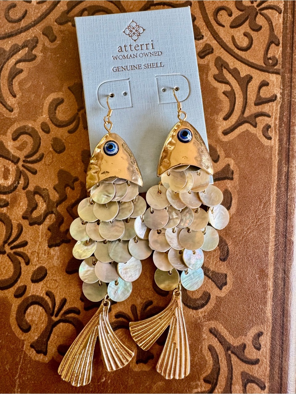 atterri Gold & Mother-of-Pearl Fish Drop Earrings